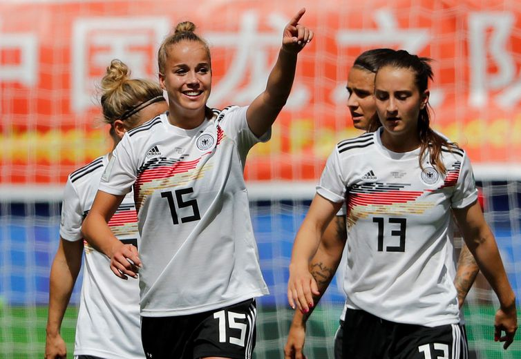 Jogadora Giulia Gwinn, atacante da seleção da Alemanha na Copa do Mundo de Futebol Feminino - França 2019.    