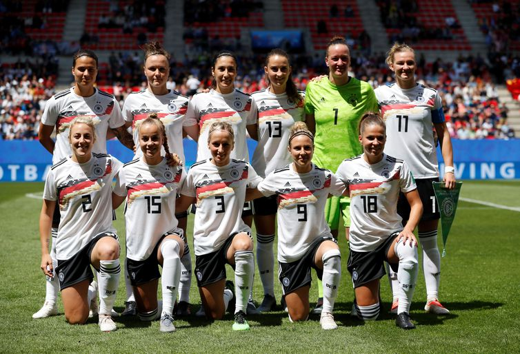 Stephane Mahe/Reuters Seleção da Alemanha na Copa do Mundo de Futebol Feminino - França 2019.