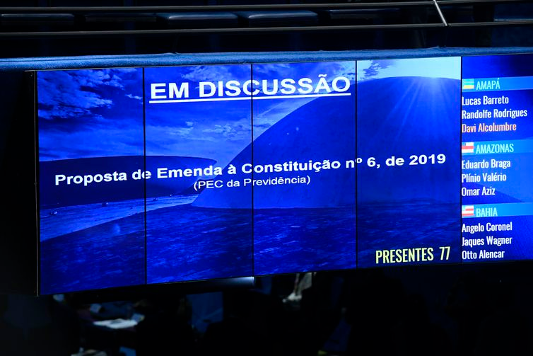 Marcos Oliveira/Agência Senado Plenário vota, em 1° turno, a reforma da Previdência (PEC 6/2019).