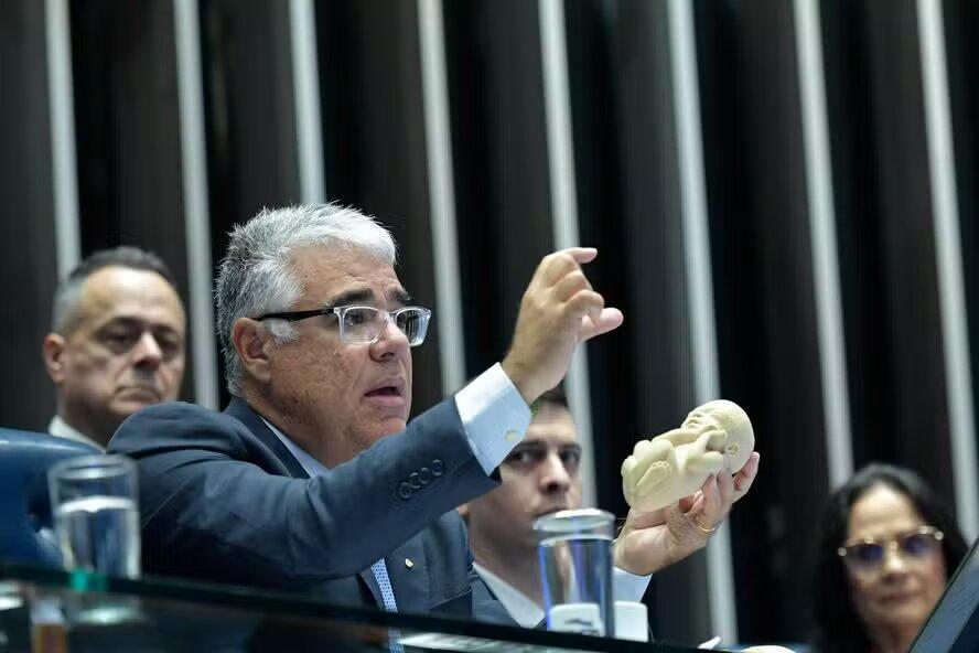 O senador Eduardo Girão em audiência no Senado