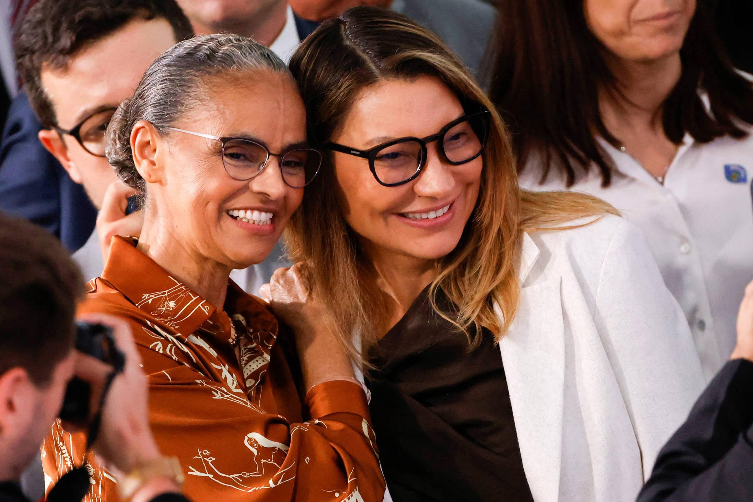 A ministra do Meio Ambiente, Marina Silva, e a primeira-dama, Janja.