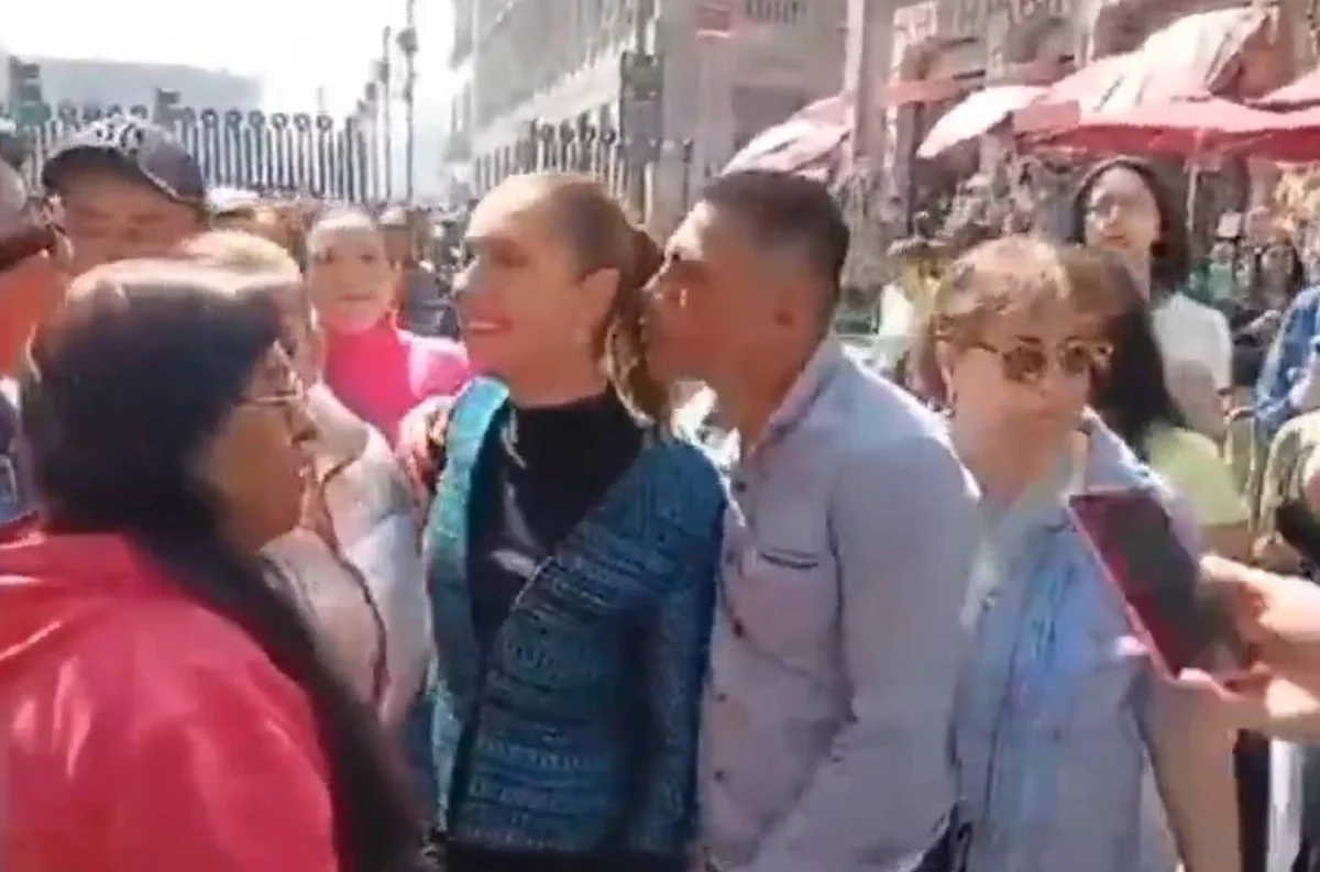 O homem se esfregou e tentou beijar e pegar no seio da presidente do México, Cláudia Sheinbaum, no meio da rua