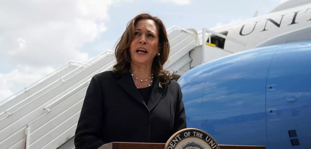 Vice-presidente e provável candidata democrata à Presidência dos EUA, Kamala Harris, em Houston