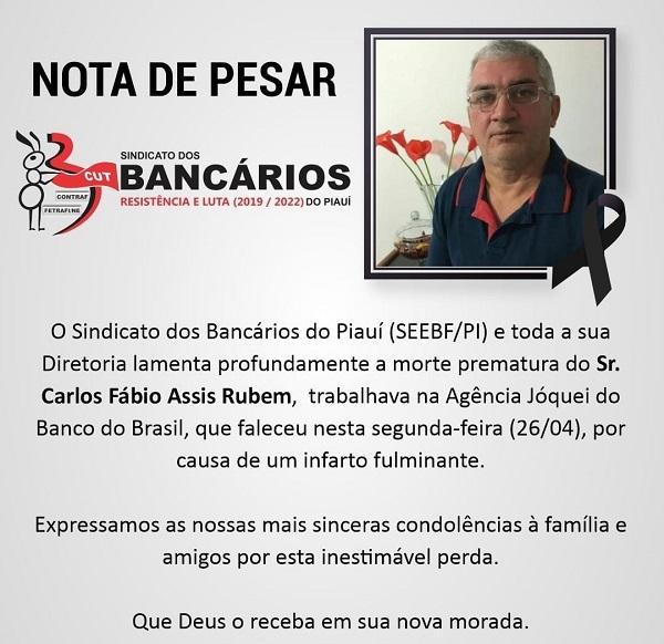 Bancário morre ao sofrer infarto em agência do Banco do Brasil em Teresina