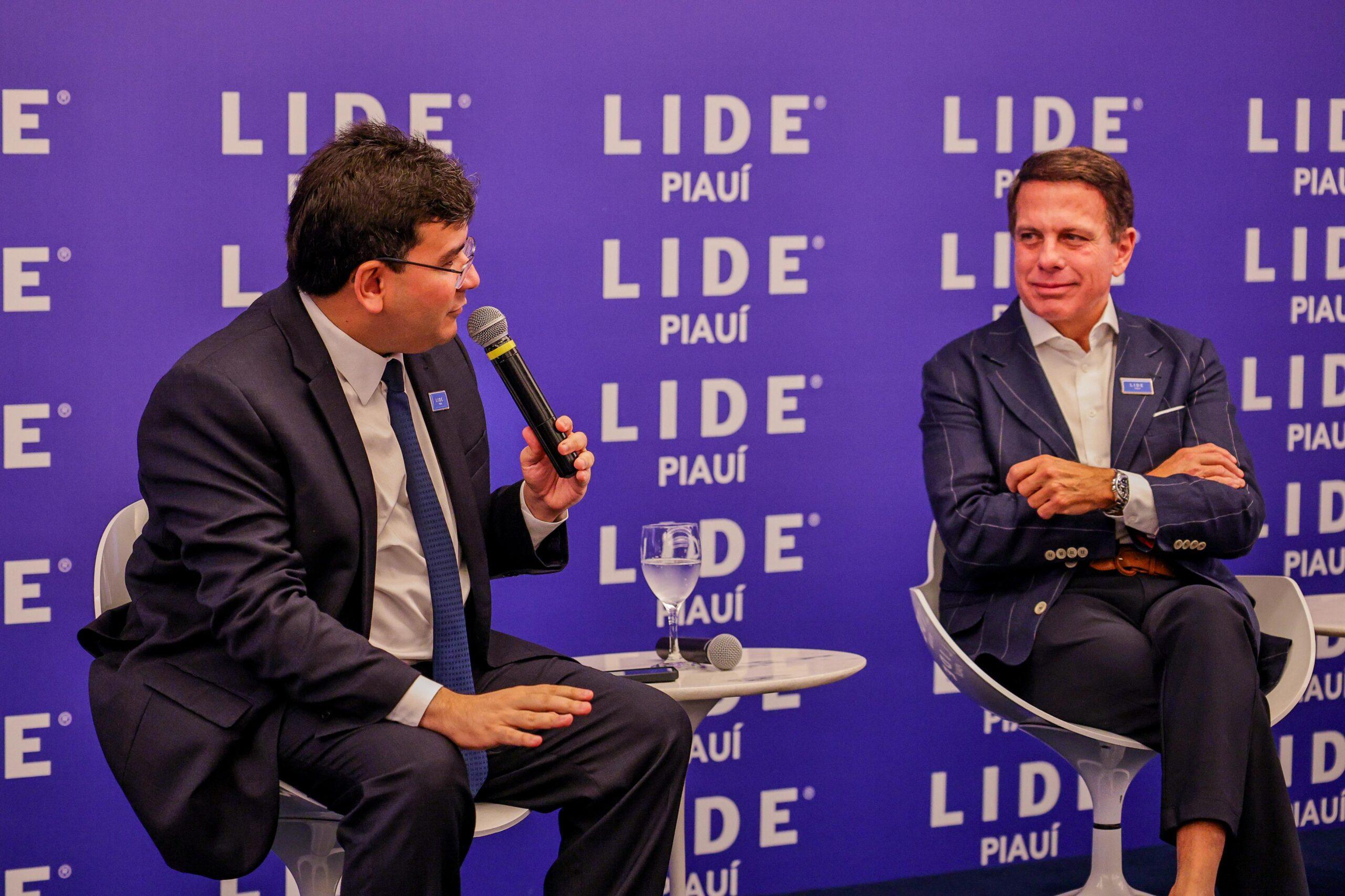 Rafael Fonteles e João Doria durante a inauguração do LIDE Piauí, em Teresina