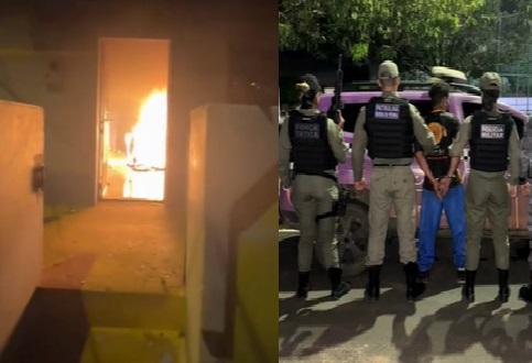 Suspeito foi preso após atear fogo na casa e ameaçar matar mulher