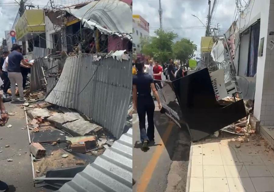 Fachadas de lojas caem na avenida principal do bairro Dirceu