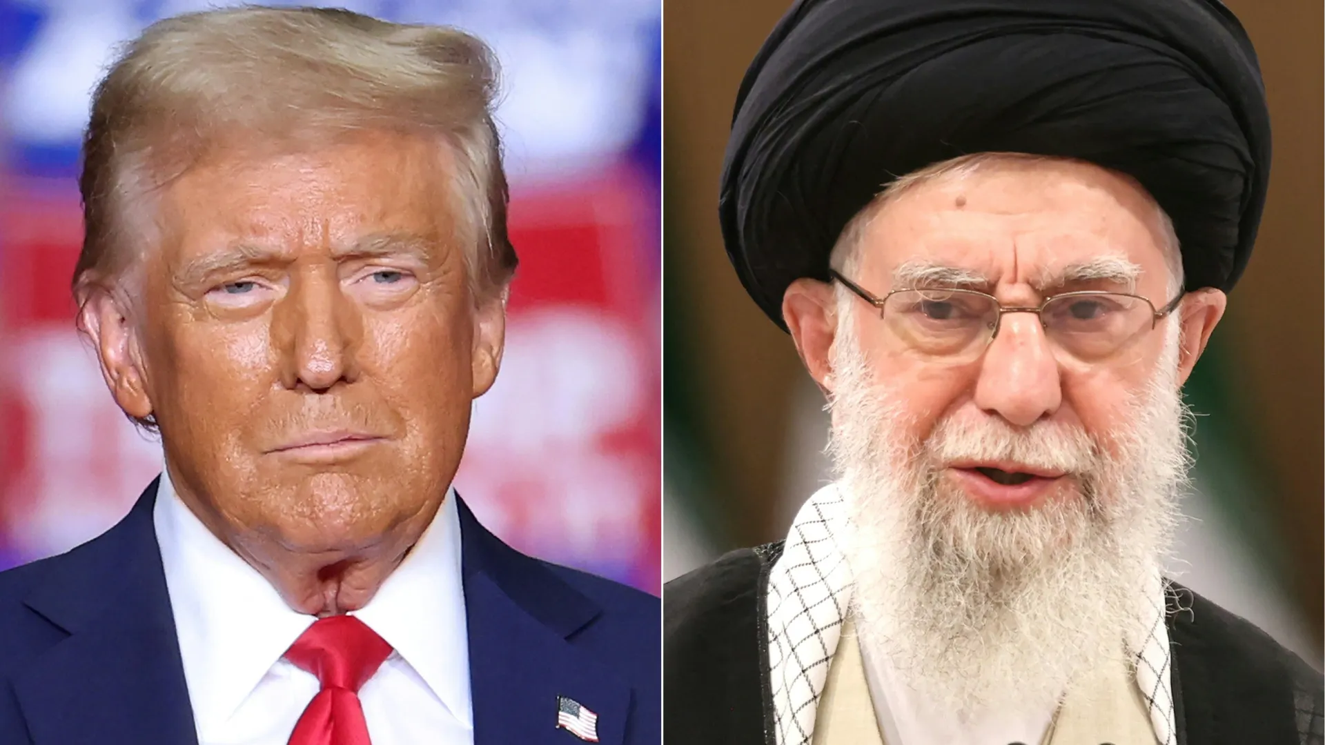 Presidente norte-americano Donal Trump e líder do Irã, Ali Khamenei