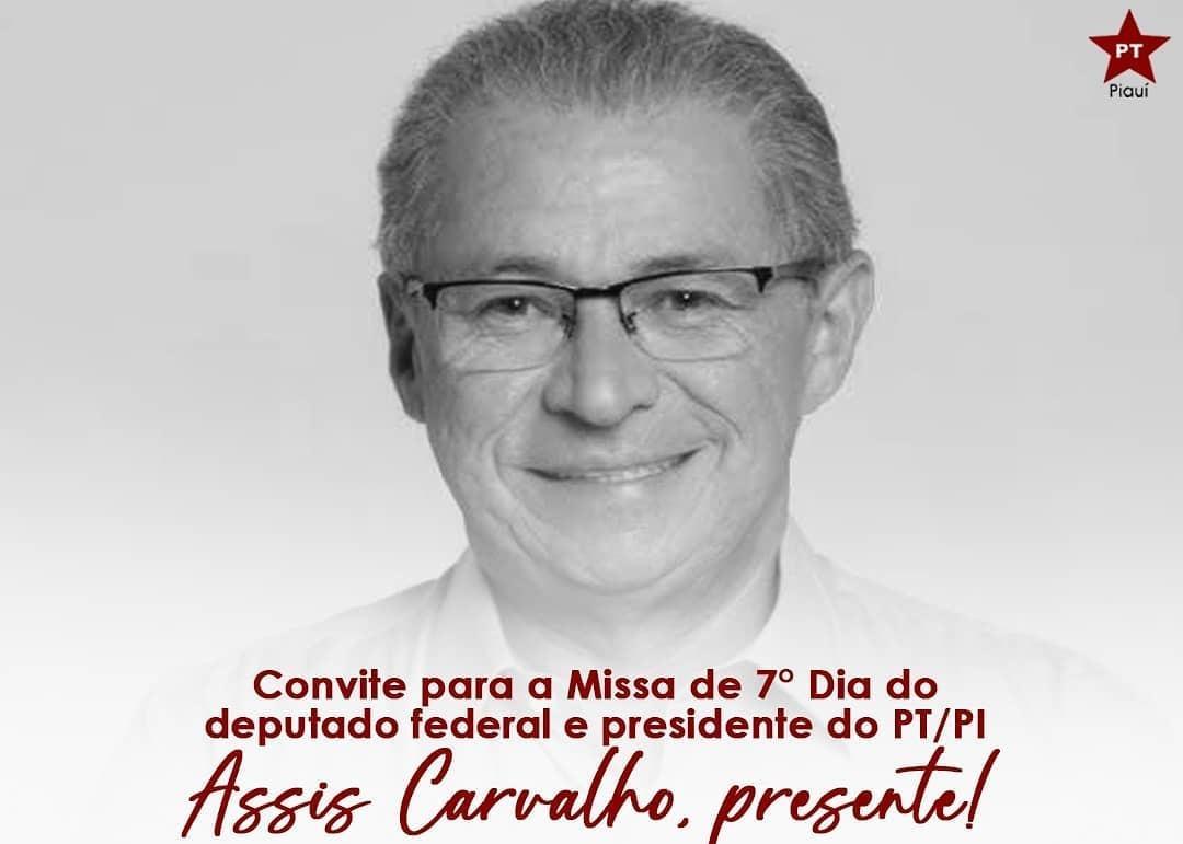 Convite para missa de 7º dia de Assis Carvalho (PT)