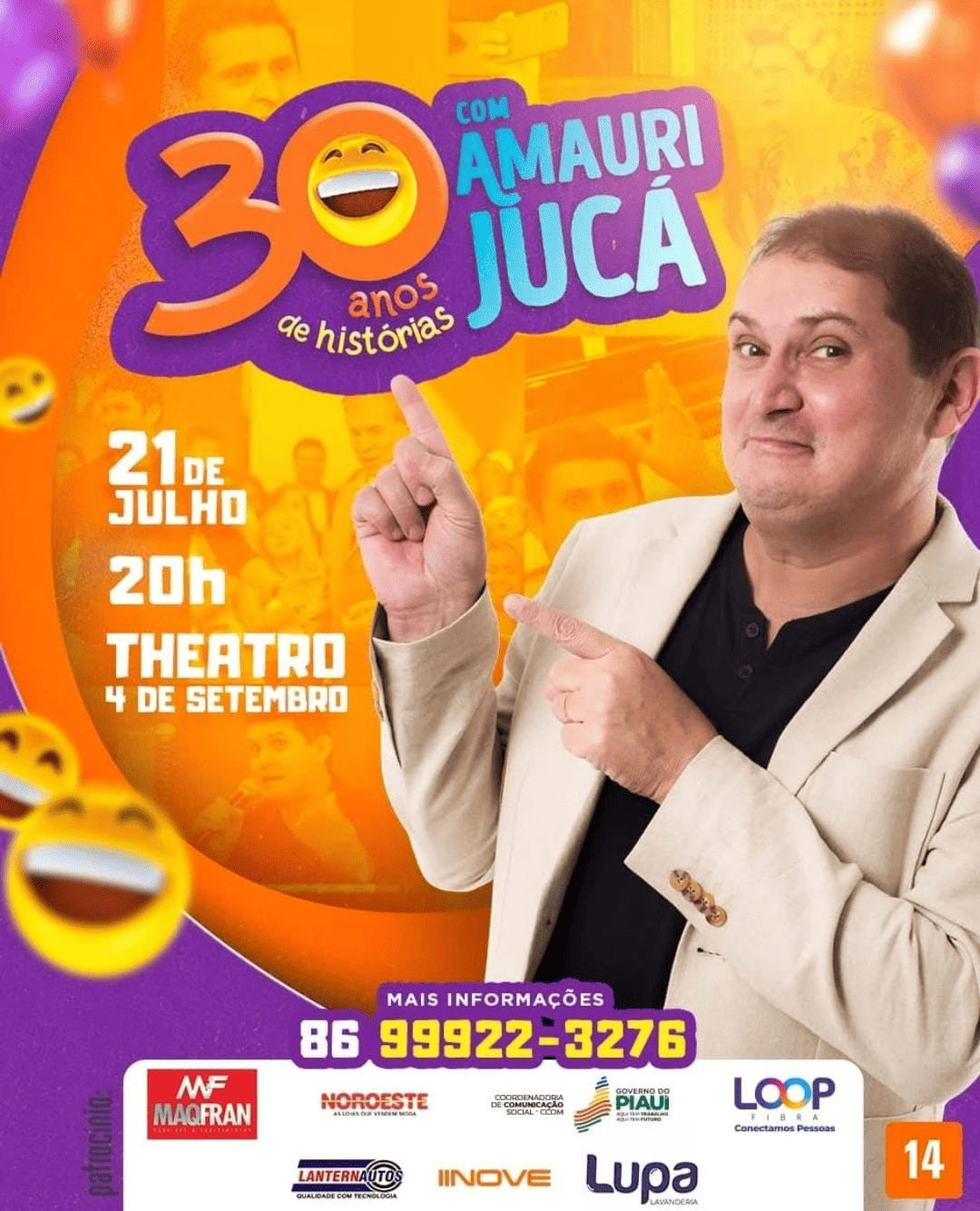 Amauri Jucá celebrará 30 anos de carreira em show neste domingo (21), no Theatro 4 de Setembro