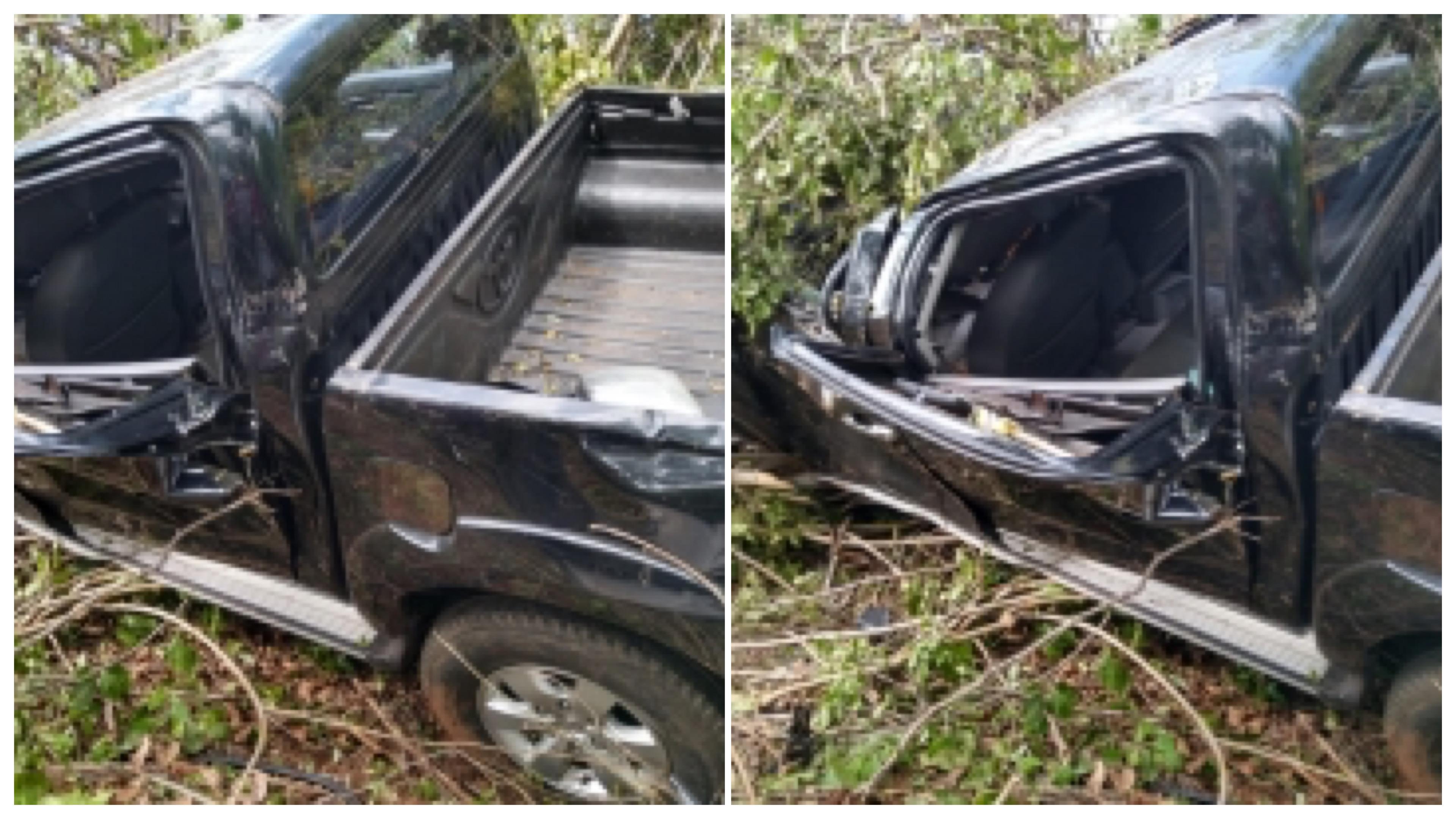 Hilux envolvida no acidente ficou bastante destruída