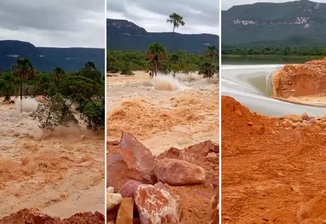 Parte de barragem se rompeu e causou estragos no município de Ponte Alta do Bom Jesus em Tocantins