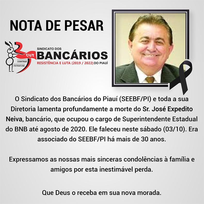 Expedito Neiva morreu após um Acidente Vascular Cerebral