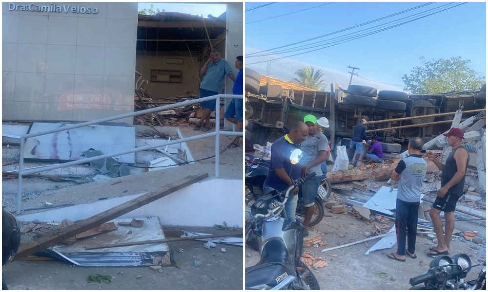A fachada do consultório odontológico ficou destruída