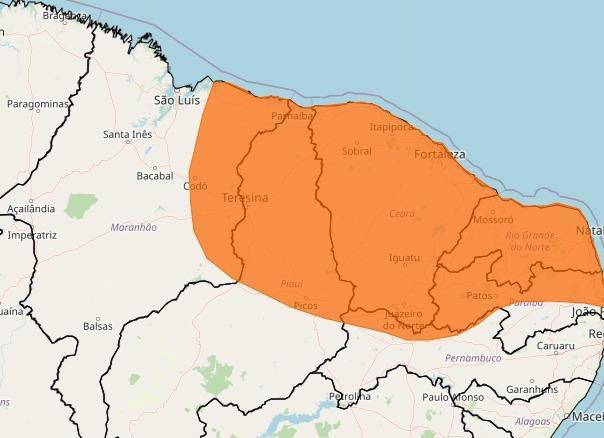Parte central e Norte do estado está sob alerta de chuvas
