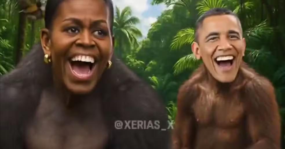 Publicação de Donald Trump em rede social gerou críticas ao retratar Barack e Michelle Obama de forma ofensiva
