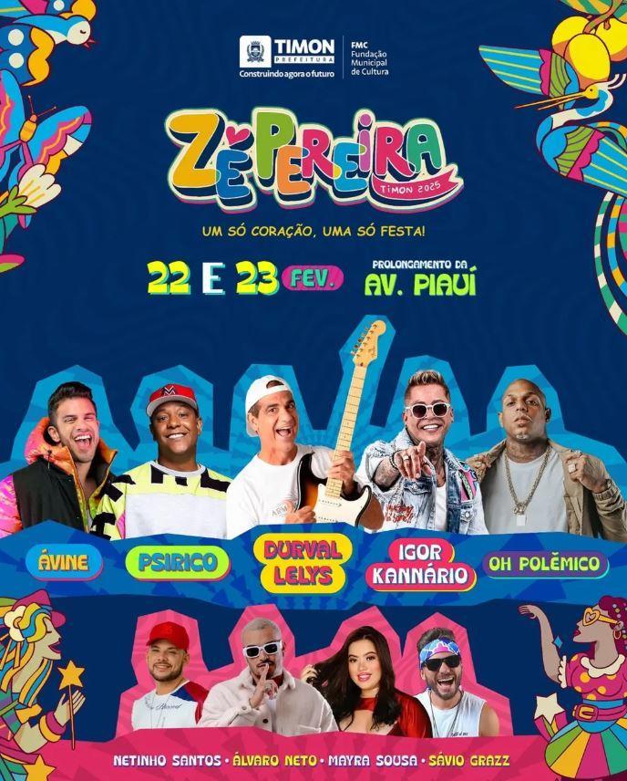 Prepare-se para dois dias de muita folia, música e celebração no Zé Pereira de Timon 2025