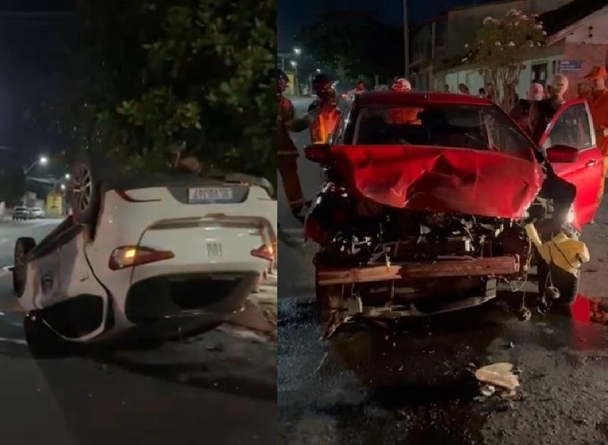 Veículo da Prefeitura de Cocal dos Alves capota após colidir com outro carro