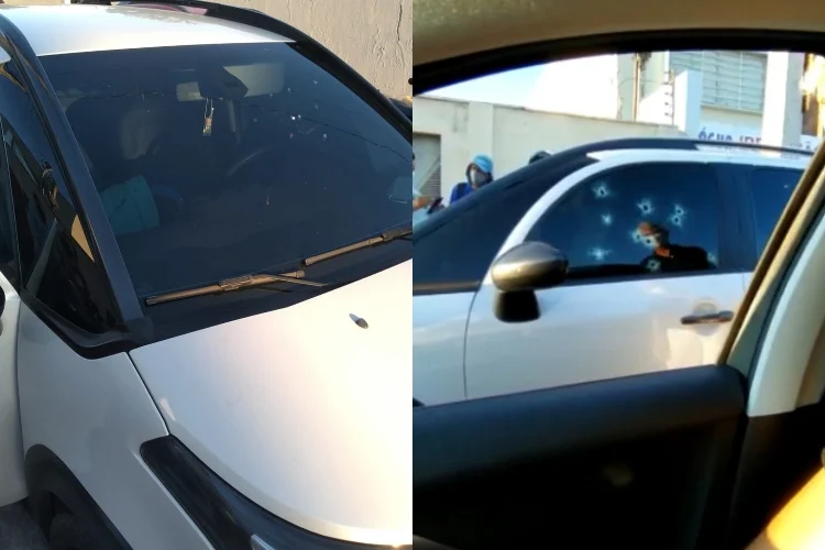 Carro em que o empresário estava ficou crivado de balas