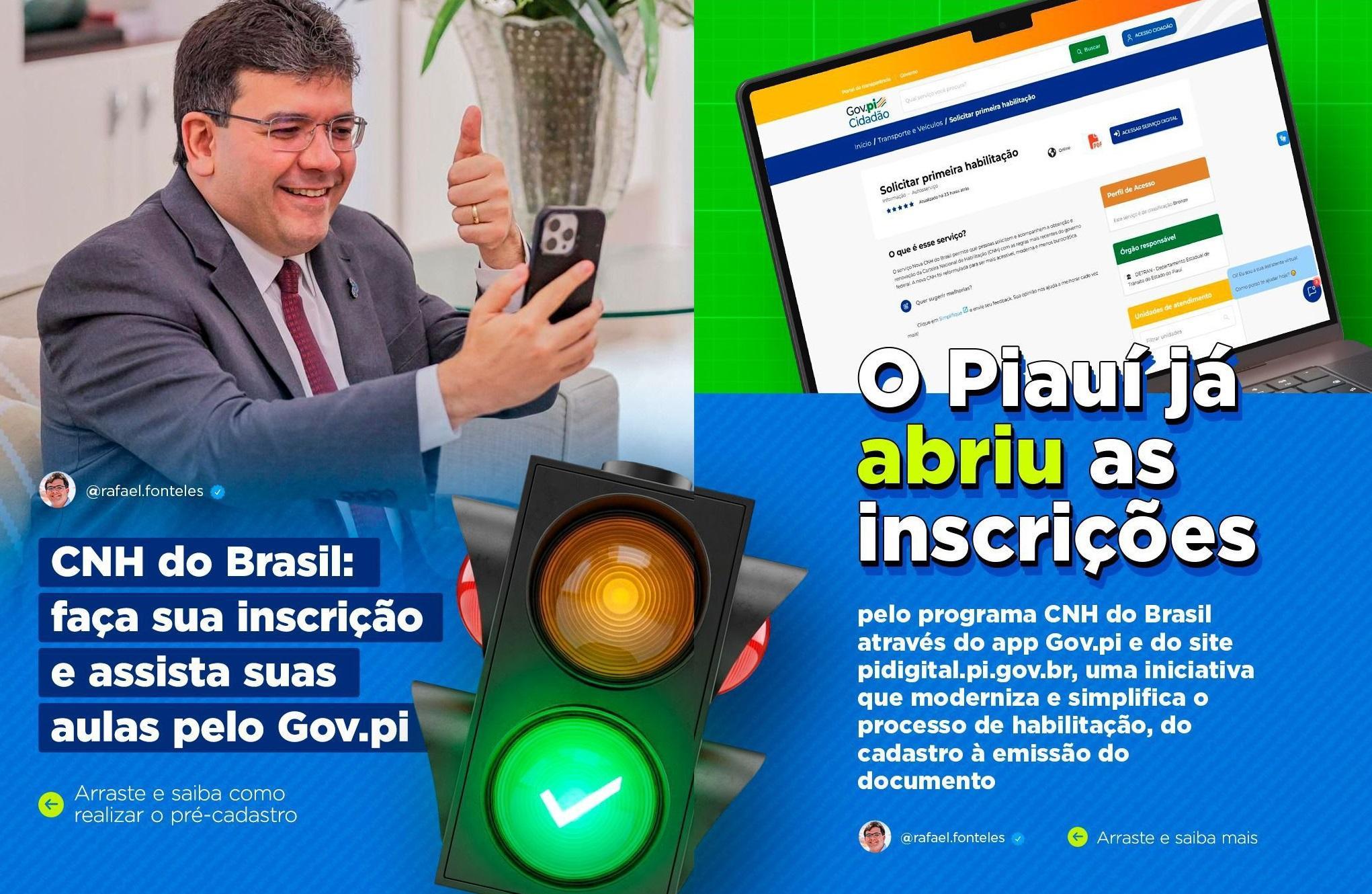 Rafael Fonteles anuncia abertura de inscrições para emissão da primeira CNH de forma online