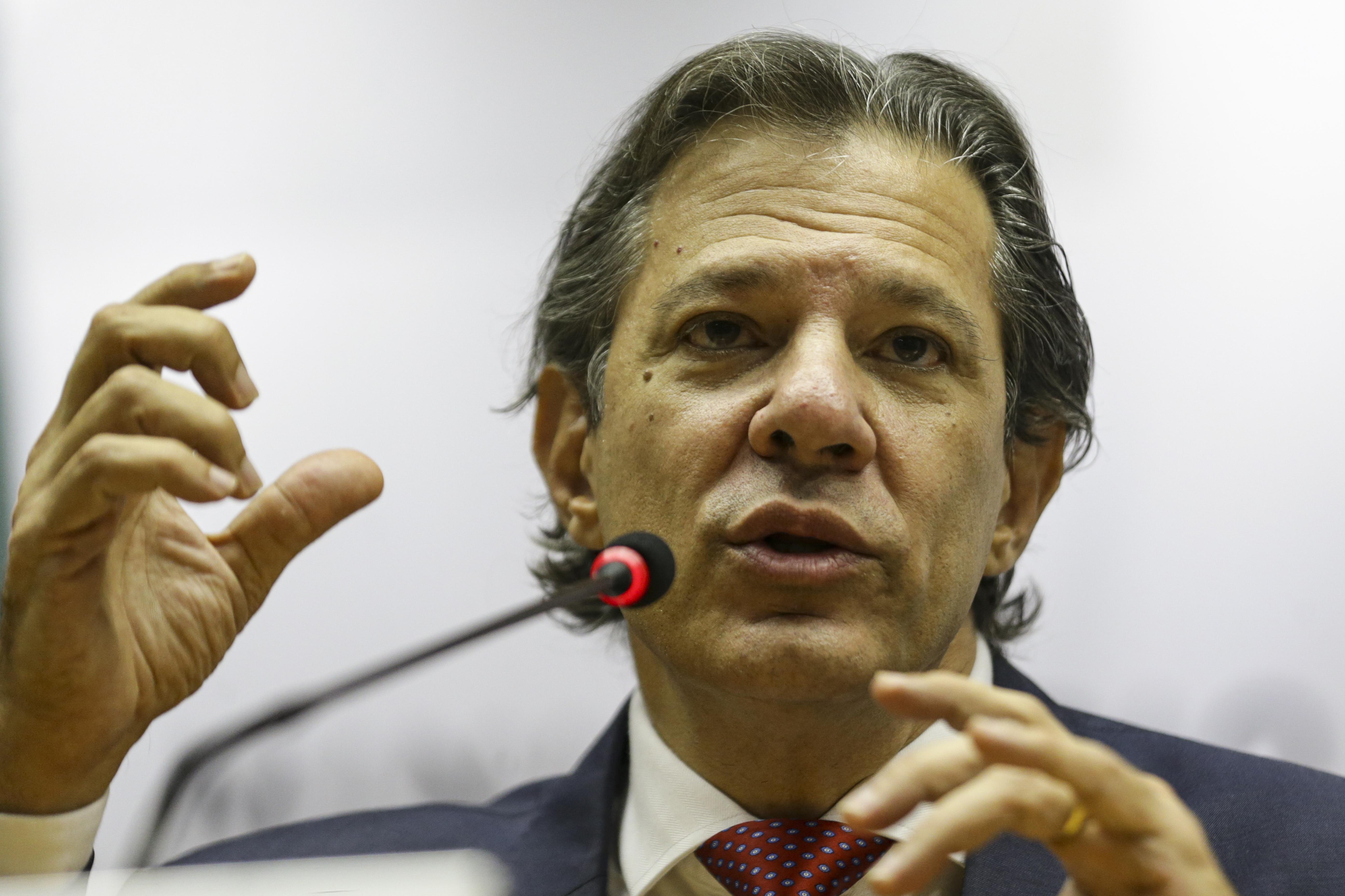 Ministro da Fazenda, Fernando Haddad, em entrevista coletiva à imprensa, em Brasília