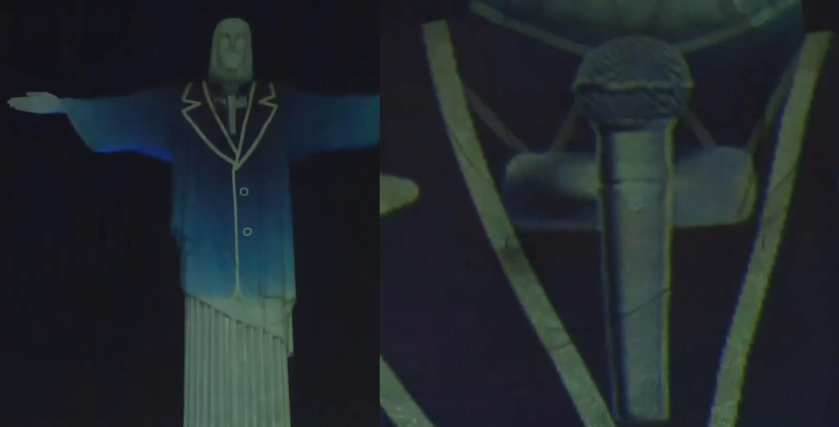 Cristo Redentor homenageia Silvio Santos "vestindo" roupa do apresentador