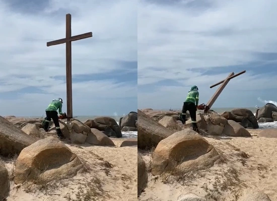 O cruzeiro estava instalado na Praia da Pedra do Sal desde 1970