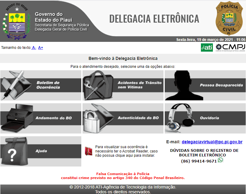 População pode fazer boletim de ocorrência sem sair de casa pela Delegacia Eletrônica