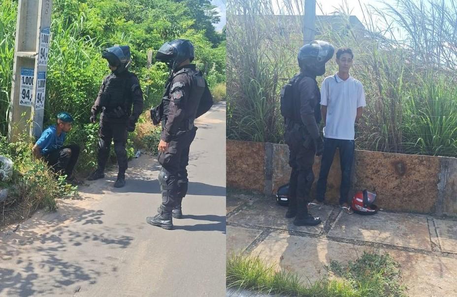 Suspeitos foram presos pela Rocam após assalto registrado por câmeras de segurança em Teresina.