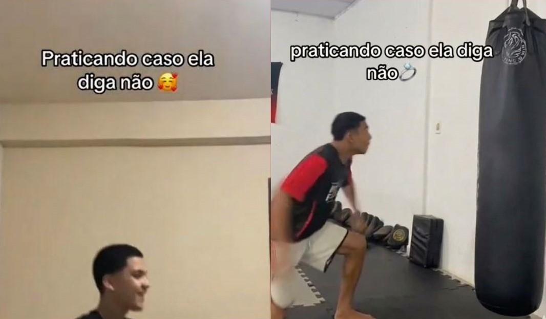 Trend viral nas redes sociais mostra homens simulando agressões contra mulheres após resposta negativa a pedidos de namoro ou casamento.