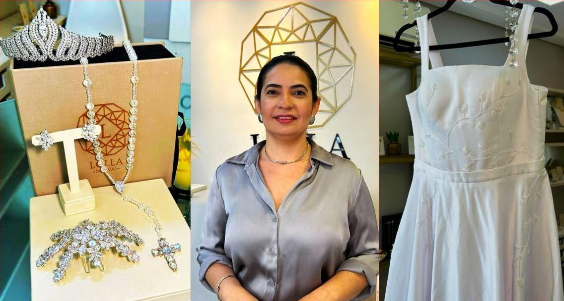 Lorena Borges deixou a carreira na enfermagem para empreender em Teresina e já vestiu cerca de 500 noivas nos últimos quatro anos.
