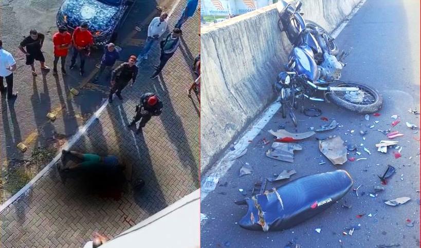 Homem fica gravemente ferido após cair de viaduto na Zona Sul de Teresina e é socorrido pelo Samu.