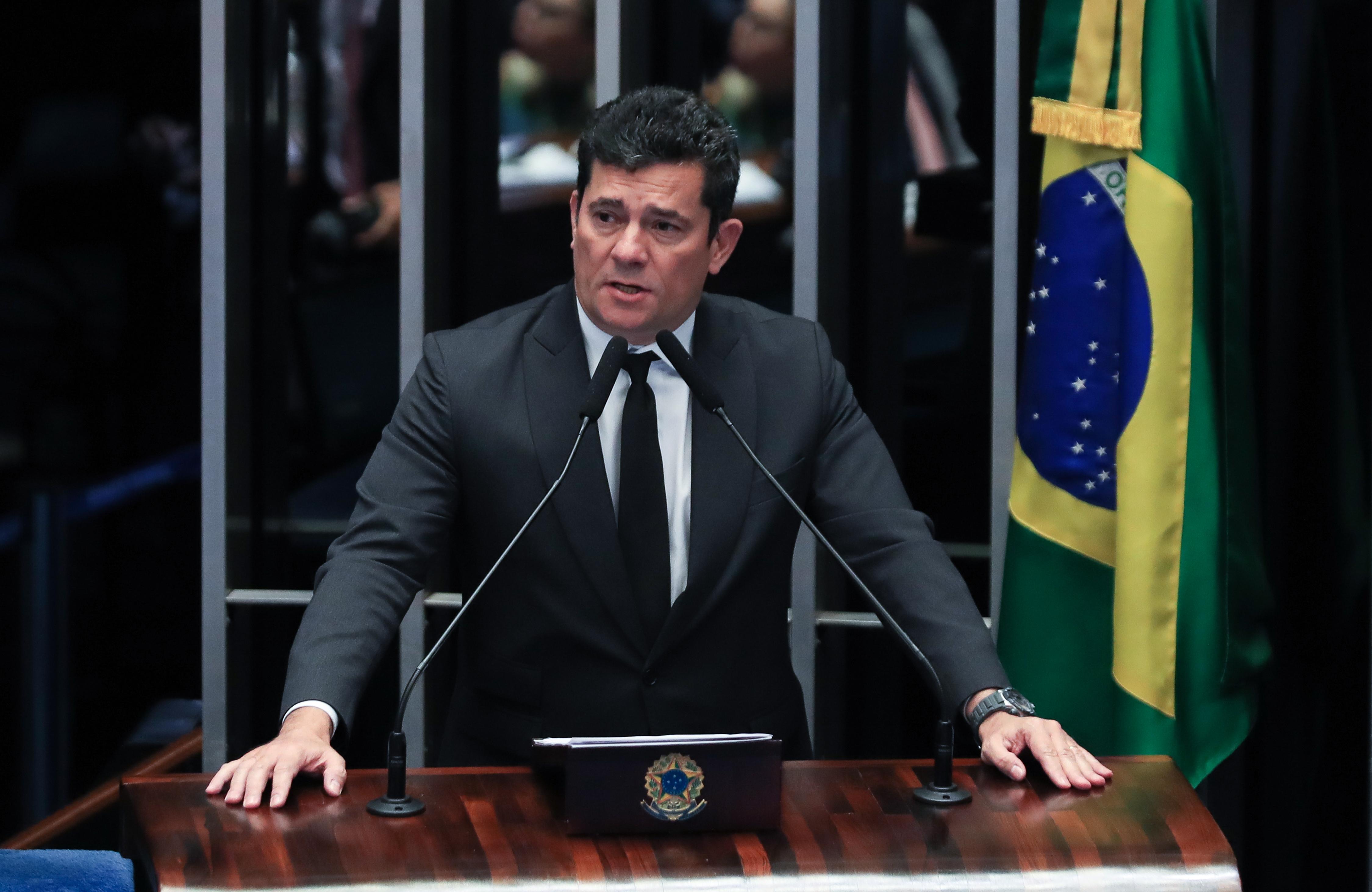 Sergio Moro durante discurso na tribuna do senado em março de 2023