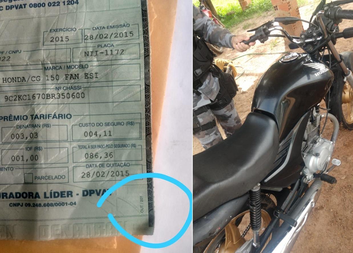 Documento com número raspado