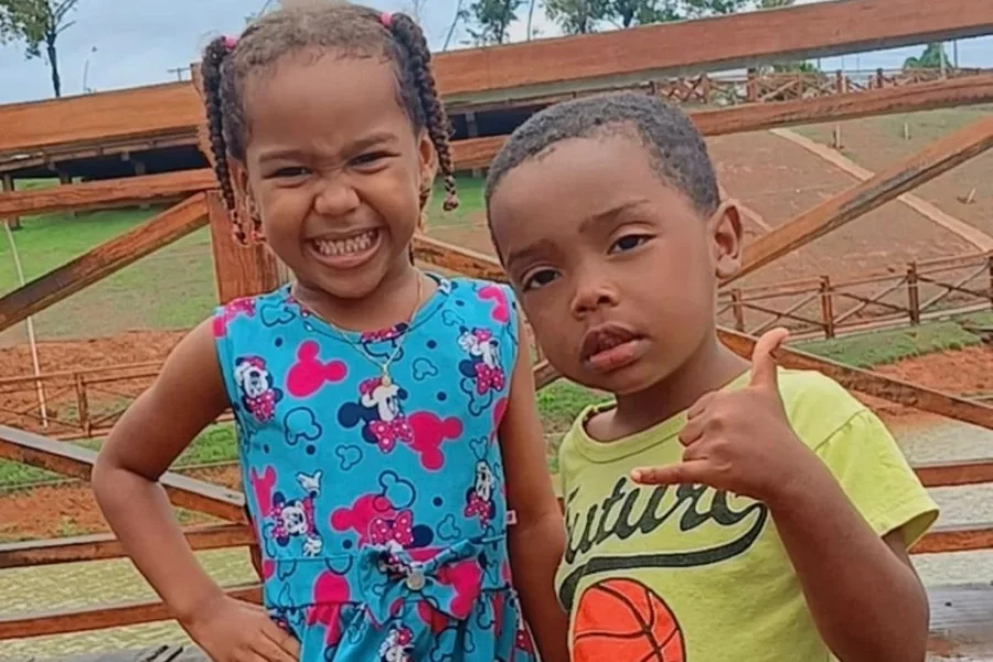 Ágatha Isabelly, de 6 anos e Allan Michael, de 4 anos