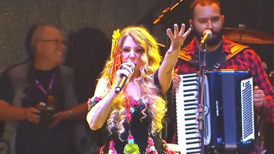 Elba Ramalho tenta conter gritos do público contra Jair Bolsonaro