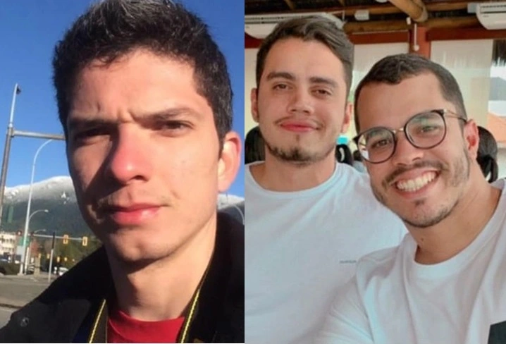 Moises à esquerda e o casal Victor e Arthur à direita