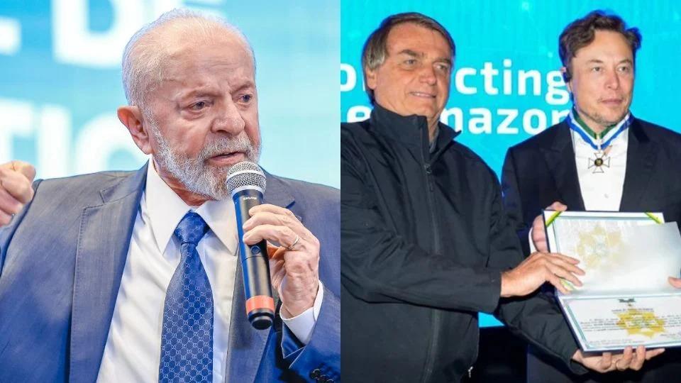 Montagem de Lula e Elon Musk com Jair Bolsonaro