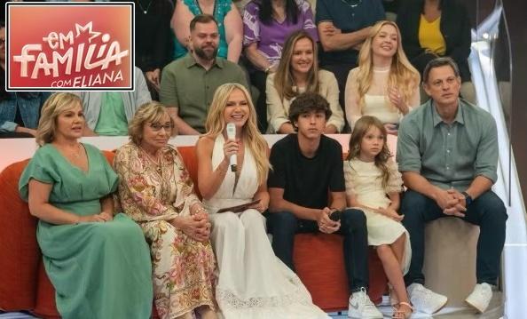 Apresentadora Eliana recebeu sua família na estreia do seu programa nas tarde de domingo na Globo
