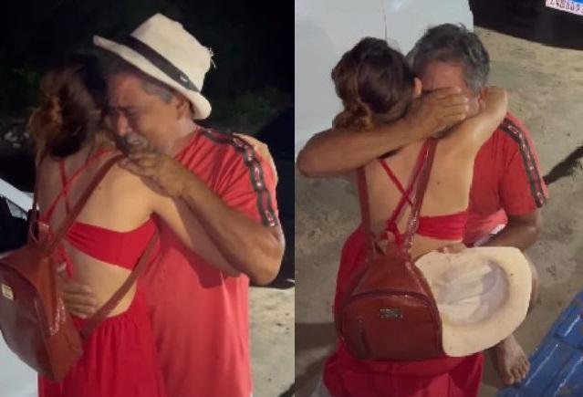 Rogevane de Assunção abraça a filha que estava desaparecida