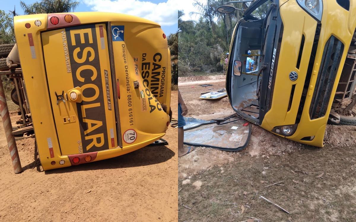 Ônibus escolar tombou em José de Freitas