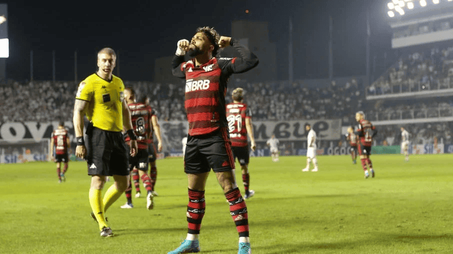 Gabigol em vitória do Flamengo sobre o Santos