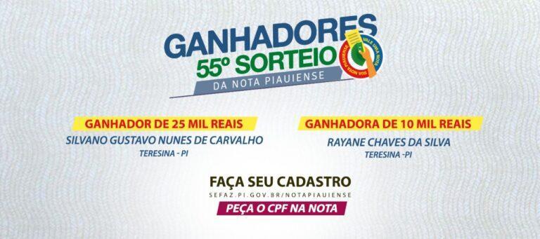 Ganhadores do 55º sorteio da nota piauiense