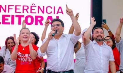Gleisi Hoffmann, Rafael Fonteles e Fábio Novo na Conferência Eleitoral 2024 do PT