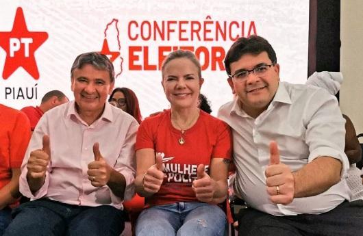 Wellington Dias, Gleisi Hoffmann e Rafael Fonteles