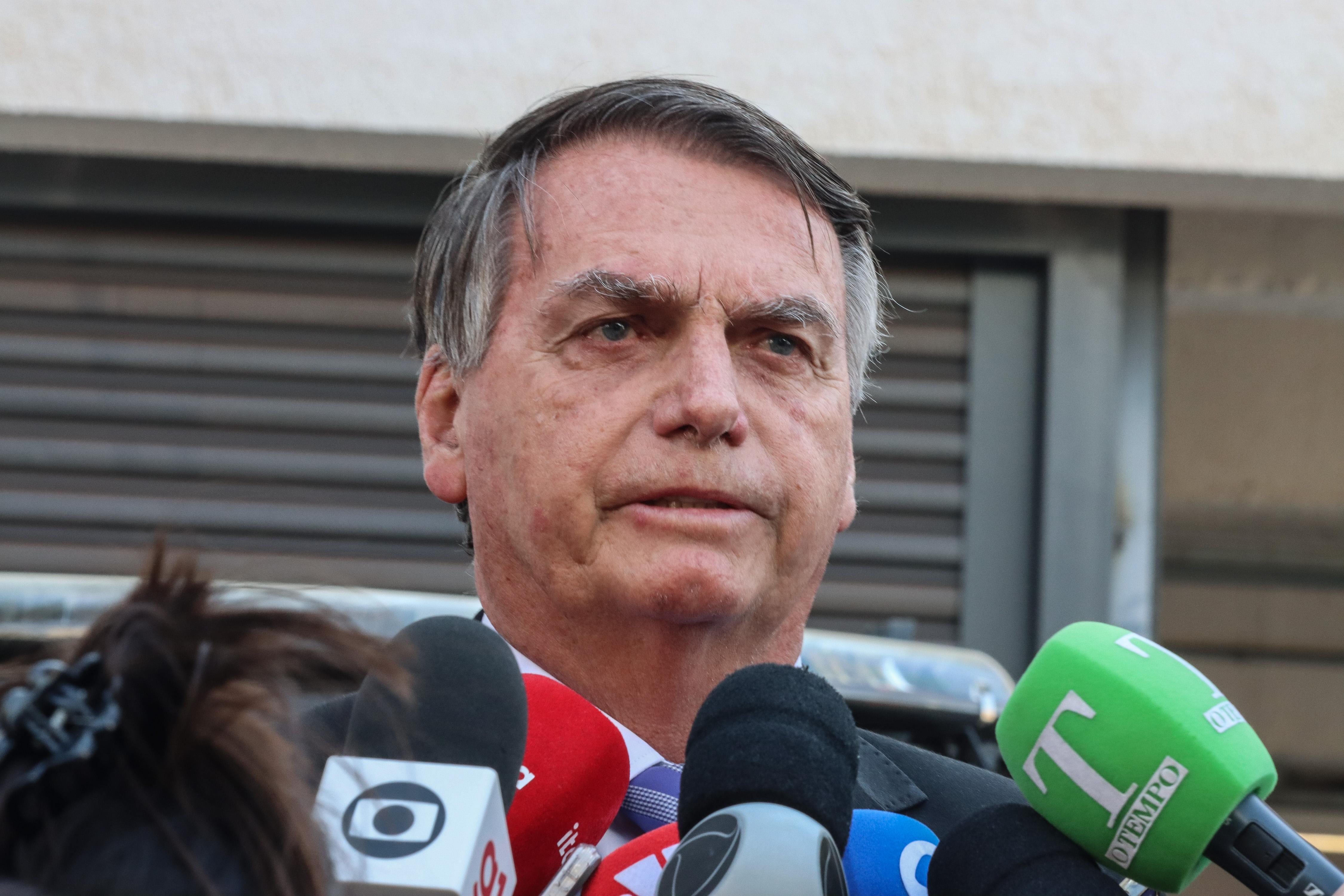 O ex-presidente Jair Bolsonaro na sede da Polícia Federal, em Brasília