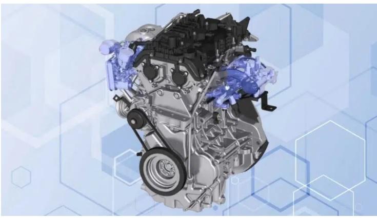 Modelo ilustrativo de motor a combustão capaz de queimar hidrogênio