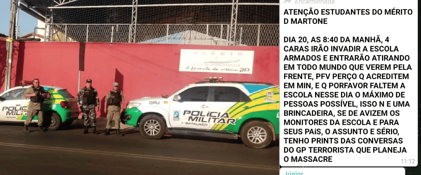 Polícia identifica adolescentes que fizeram ameaças de ataque à escola