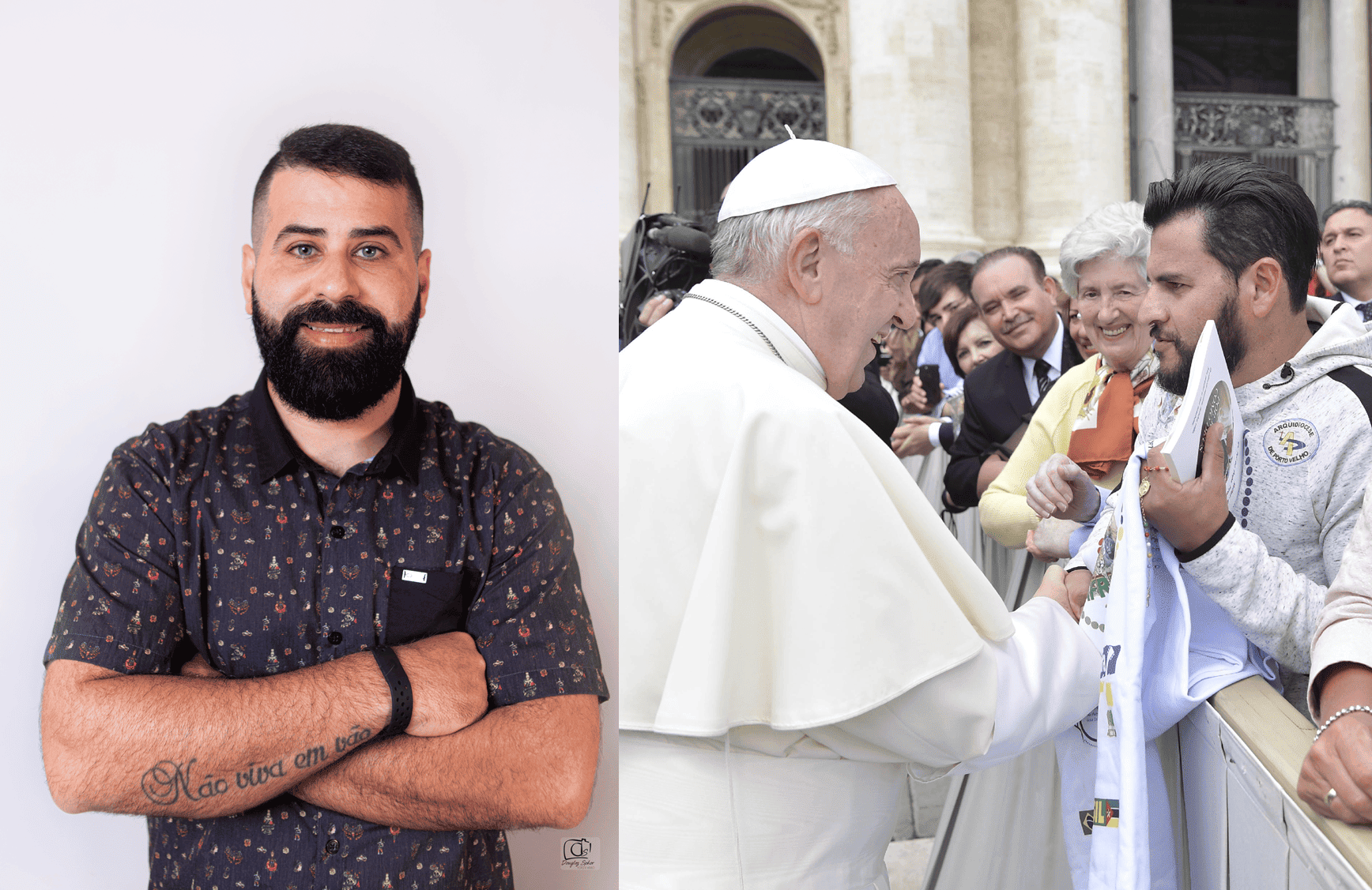 Maicon Rocha e Papa Francisco com Miller Gomes