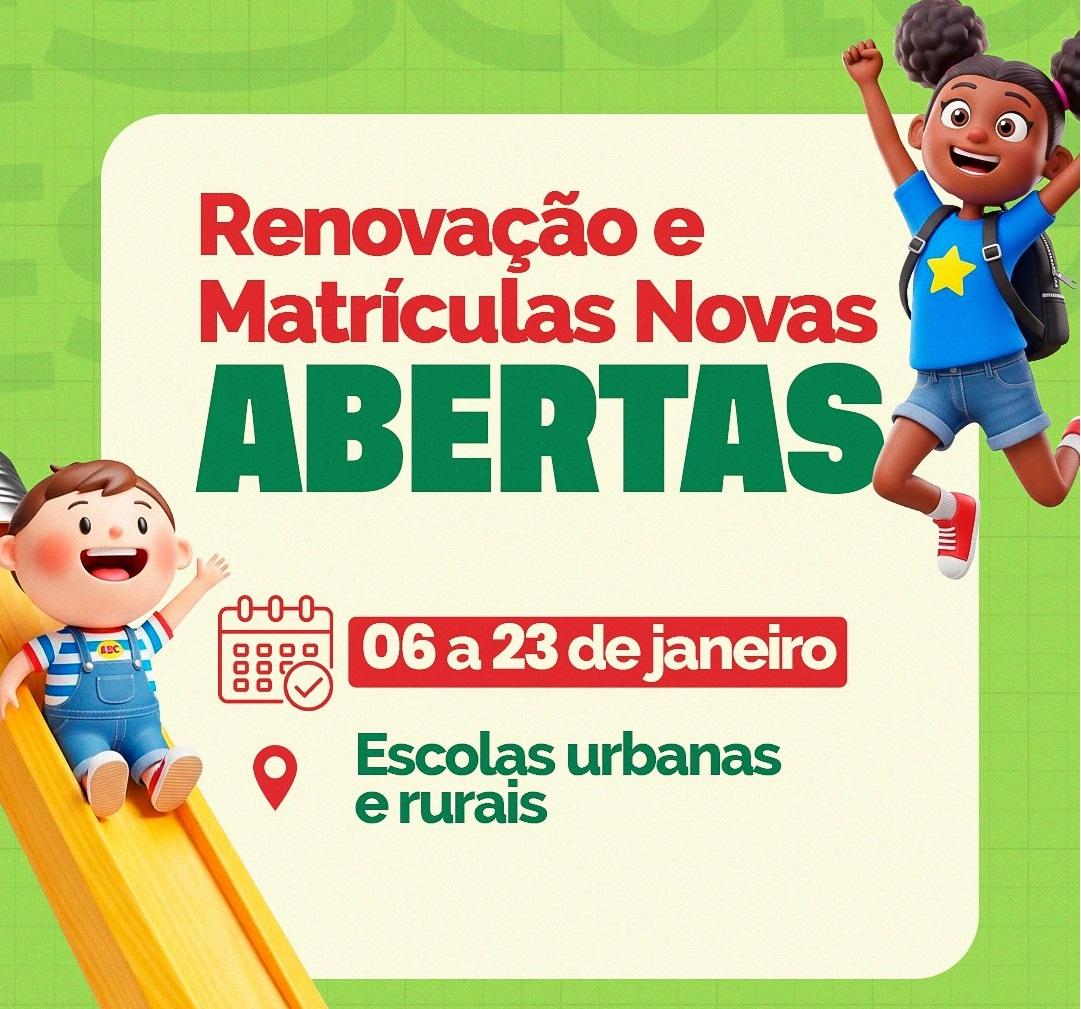 Abertas as matrículas da rede municipal de ensino de São João do Arraial